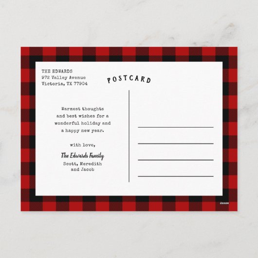 Rustic Red Frohe Weihnachten 3 Foto Collage (Rückseite)