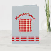 Rustic Red Gingham Christmas Card with Festive Bow Karte (Vorderseite)