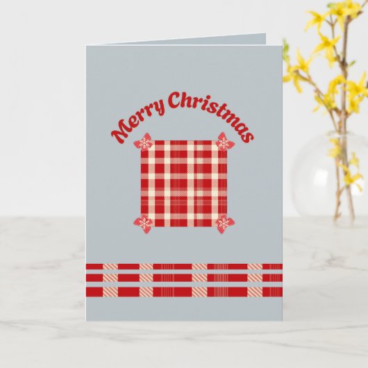 Rustic Red Gingham Christmas Card with Festive Bow Karte (Gelbe Blume)