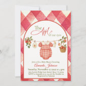 Rustic Red Gingham Clothesline Apple Baby Shower Einladung (Vorderseite)