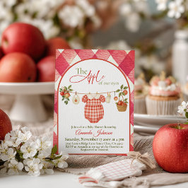 Rustic Red Gingham Clothesline Apple Baby Shower Einladung