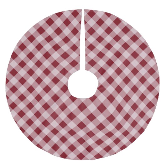 Rustic Red Gingham Country Christmas Tree Skirt Polyester Weihnachtsbaumdecke (Vorderseite)