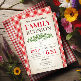 Rustic Red Gingham Family Wiedersehen Einladungen