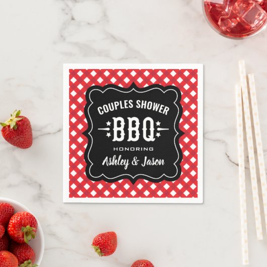 Rustic Red Gingham GRILLEN Wedding Couples Dusche Serviette (Beispiel)