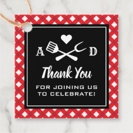 Rustic Red Gingham GRILLEN Wedding Vielen Dank Geschenkanhänger