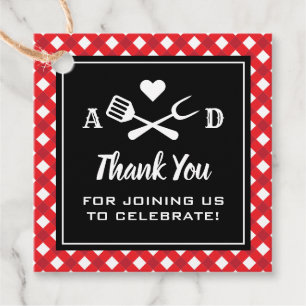 Rustic Red Gingham GRILLEN Wedding Vielen Dank Geschenkanhänger