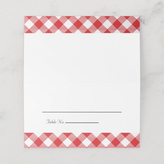 Rustic Red Gingham I Do GRILLEN Wedding Platzkarte (Außenseite Aufgefaltet)