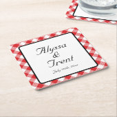 Rustic Red Gingham I DO GRILLEN Wedding Rechteckiger Pappuntersetzer (angewinkelt)