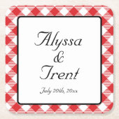Rustic Red Gingham I DO GRILLEN Wedding Rechteckiger Pappuntersetzer (Vorderseite)