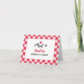 Rustic Red Gingham Kariert GRILLEN Wedding Monogra Dankeskarte (Vorderseite)