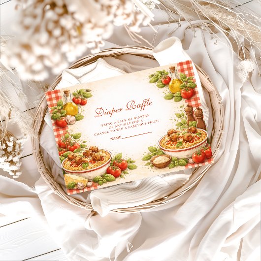 Rustic Red Gingham Little Meatball Diapper Raffle Begleitkarte