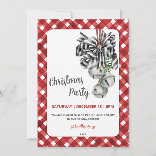 Rustic Red Gingham Noël Christmas Invitation Einladung (Vorderseite)