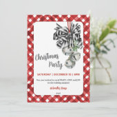 Rustic Red Gingham Noël Christmas Invitation Einladung (Stehend Vorderseite)