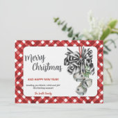 Rustic Red Gingham Noël Christmas Invitation Einladung (Stehend Vorderseite)