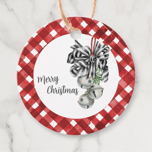 Rustic Red Gingham Noël Geschenkanhänger (Vorderseite)