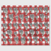 Rustic Red Gingham Noël Geschenkpapier (Flach)