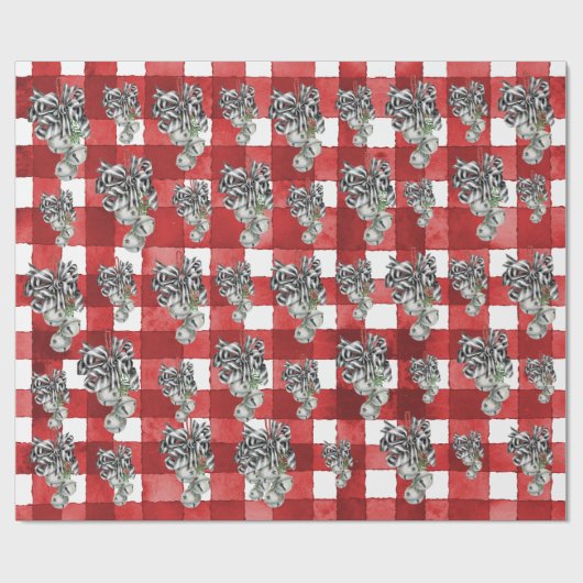 Rustic Red Gingham Noël Geschenkpapier (Flach)