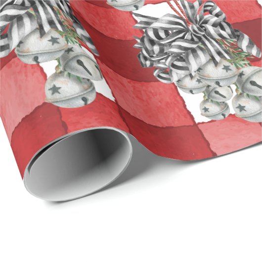 Rustic Red Gingham Noël Geschenkpapier (Rolleneckpunkt)