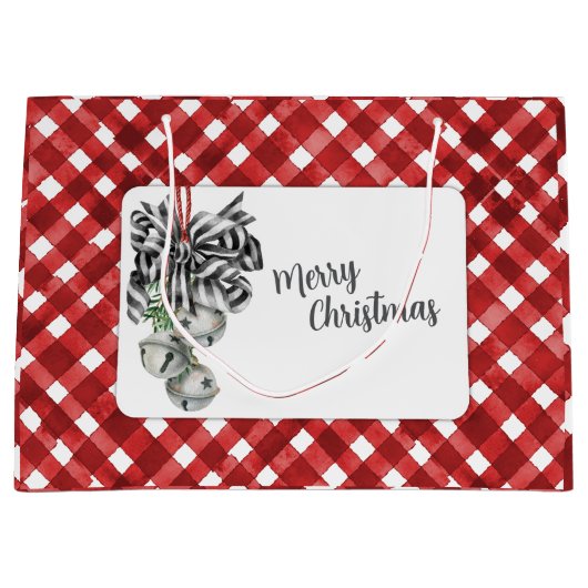 Rustic Red Gingham Noël Große Geschenktüte (Vorderseite)