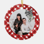 Rustic Red Gingham Noël Keramik Ornament (Vorne)