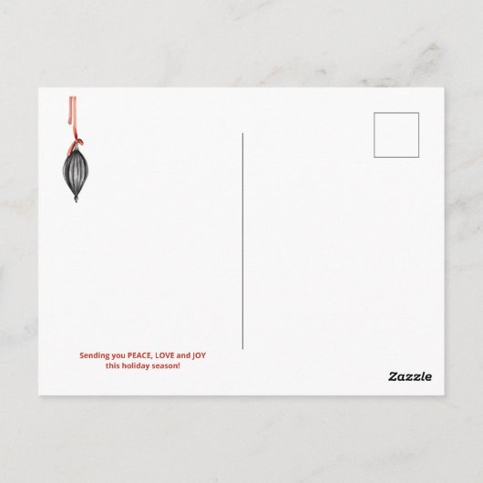 Rustic Red Gingham Noël Simple Postkarte (Rückseite)