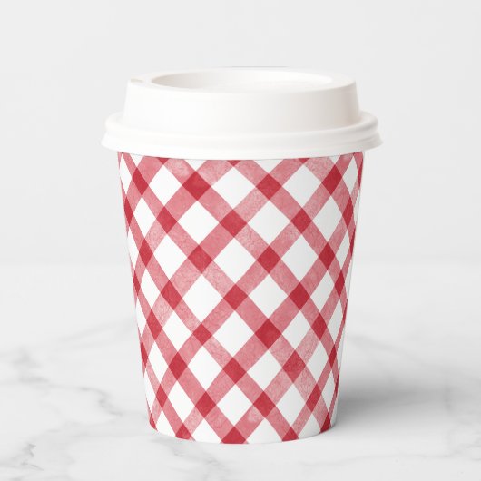 Rustic Red Gingham Pappbecher (Rückseite)