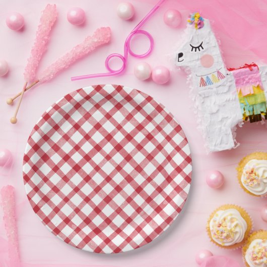 Rustic Red Gingham Pappteller (Party)