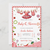 Rustic Red Gingham Plaid BBQ Baby Shower Einladung (Vorderseite)
