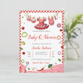 Rustic Red Gingham Plaid BBQ Baby Shower Einladung (Stehend Vorderseite)