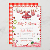 Rustic Red Gingham Plaid BBQ Baby Shower Einladung (Vorne/Hinten)