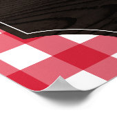 Rustic Red Gingham Sunflowers Monogram Momosa Bar Poster (Ecke)