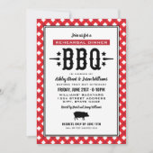 Rustic Red Gingham Wedding Probe Dinner GRILLEN Einladung (Vorderseite)