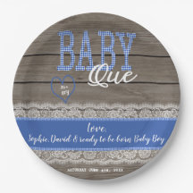 Rustic Red Gingham Wood Boy Baby ShowGRILLEN