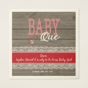 Rustic Red Gingham Wood Boy Baby ShowGRILLEN Serviette
