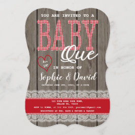 Rustic Red Gingham Wood Girl Baby ShowGRILLEN Einladung