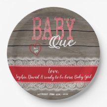 Rustic Red Gingham Wood Girl Baby ShowGRILLEN