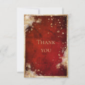 Rustic Red Gold Flat Dankeschön Karte (Vorderseite)