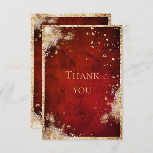 Rustic Red Gold Flat Dankeschön Karte (Vorne/Hinten)