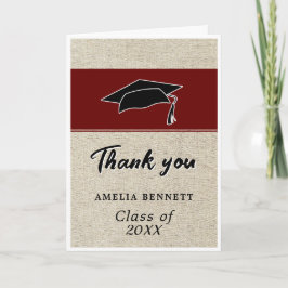 Rustic Red Graduate Cap Abschluss Vielen Dank Karte