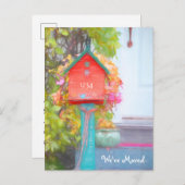 Rustic Red Green Birdhouse New Address Moving Postkarte (Vorne/Hinten)