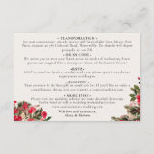 Rustic Red green Floral Winter Wedding details Begleitkarte (Rückseite)