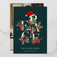 Rustic Red Green Foto Peace Christmas Folies