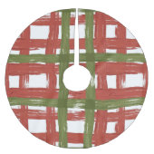 Rustic Red & Green on Winter White Polyester Weihnachtsbaumdecke (Vorderseite)