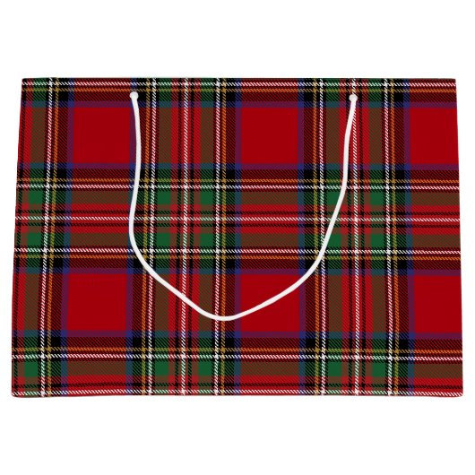 Rustic Red Green Plaid Classic Stewart Tartan Große Geschenktüte (Vorderseite)