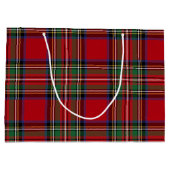 Rustic Red Green Plaid Classic Stewart Tartan Große Geschenktüte (Rückseite)