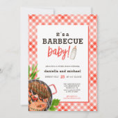 Rustic Red Grill Barbecue Baby Shower Einladung (Vorderseite)