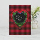 Rustic Red Heart Christmas Party Einladung (Stehend Vorderseite)