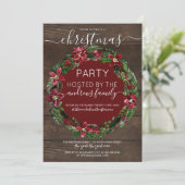 Rustic Red Holly Floral Wreath Wohnen Weihnachten Einladung (Stehend Vorderseite)