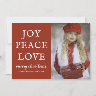 Rustic Red Joce Peace Liebe Weihnachts-Fotokarte Feiertagskarte
