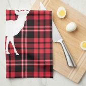 Rustic Red Kariert Stag Frohe Weihnachten Geschirrtuch (Viertel Falte)
